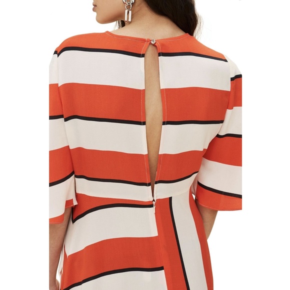 Topshop - Diagonal Stripe Midi Dress - Size 6 - Picture 3 of 8